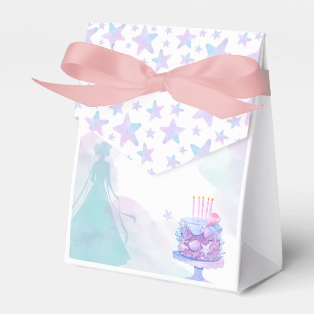 Caja Para Regalos Partido de Cumpleaños del Chica Princesa Azul Mora (Front Side)
