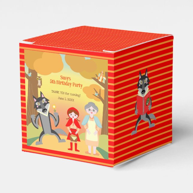 Caja Para Regalos Partido de Cumpleaños del Chica Red RidingHood (Costado Anverso)