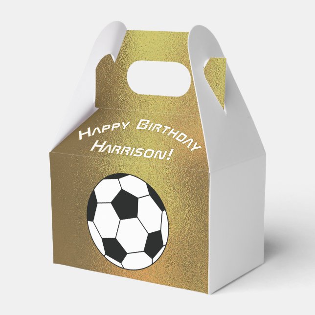 Caja Para Regalos Partido de cumpleaños del deporte de fútbol blanco (Front Side)