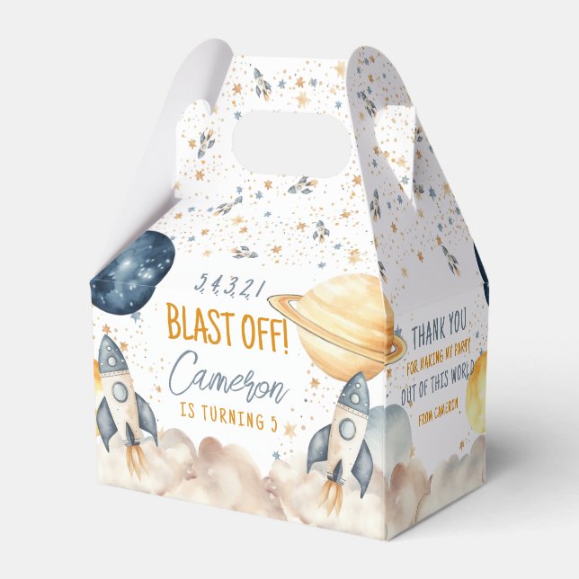 Caja Para Regalos Partido de cumpleaños del espacio ultraterrestre d (Reverso)