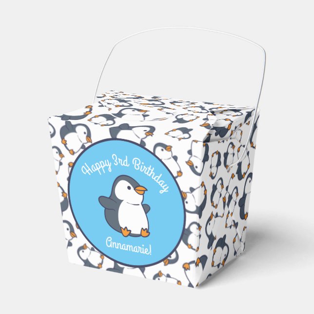 Caja Para Regalos Partido de Cumpleaños del Pingüino (Front Side)