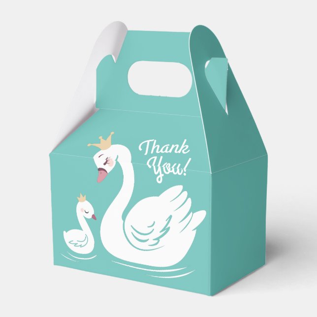 Caja Para Regalos Partido de Cumpleaños del Swan Verde azulado (Reverso)