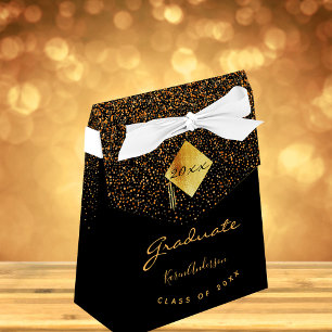 Caja Para Regalos Partido de graduación 2023 chica de oro negro