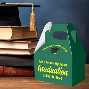 Caja Para Regalos Partido de Graduación Amarillo Verde personalizado
