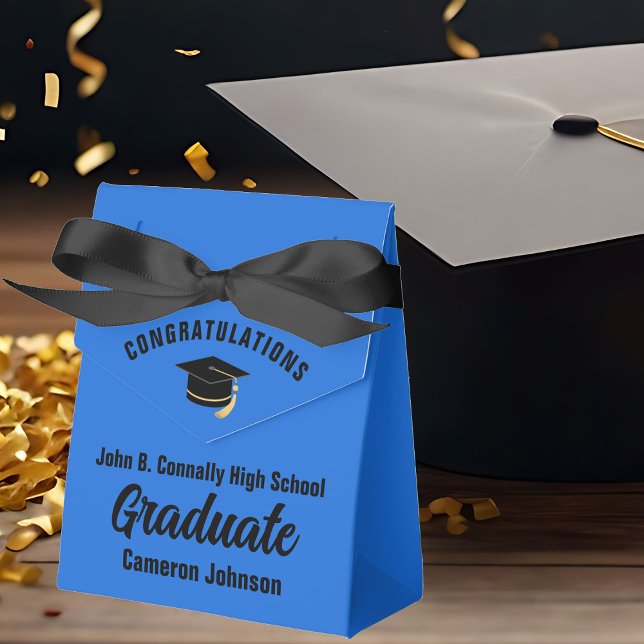 Caja Para Regalos Partido de Graduación Azul Negro personalizable (Subido por el creador)