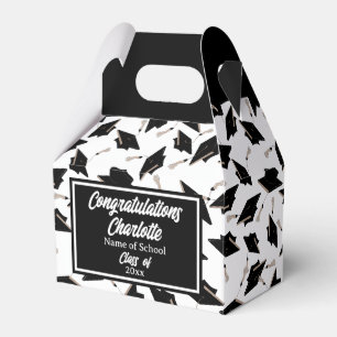 Caja Para Regalos Partido de Graduación, Black Caps on White Gracias