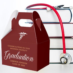 Caja Para Regalos Partido de Graduación de la Escuela Médica Maroon