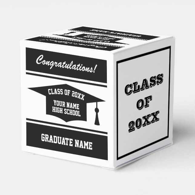 Caja Para Regalos Partido de graduación de la escuela secundaria cua (Reverso Costado)