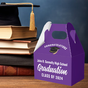 Caja Para Regalos Partido de Graduación Escolar Personalizado Blanco