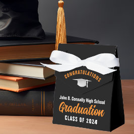 Caja Para Regalos Partido de Graduación Escolar Personalizado Negro 