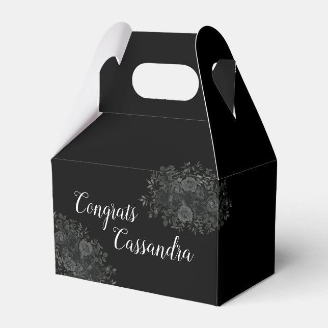 Caja Para Regalos Partido de Graduación Gótica Oscura Rosa Negro (Front Side)