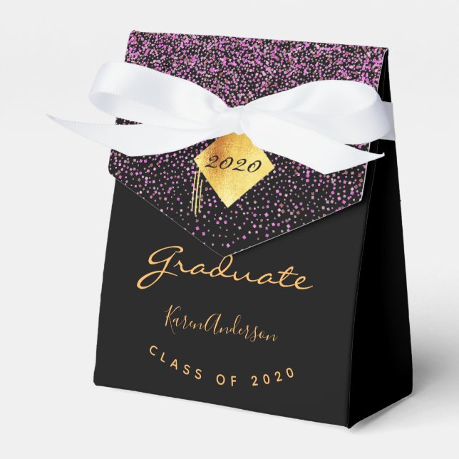 Caja Para Regalos Partido de graduación graduado oro negro morado 20 (Front Side)