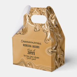 Caja Para Regalos Partido de Graduación Metalizado Líquida de Oro