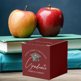 Caja Para Regalos Partido de Graduación Moderna de Borgoña personali