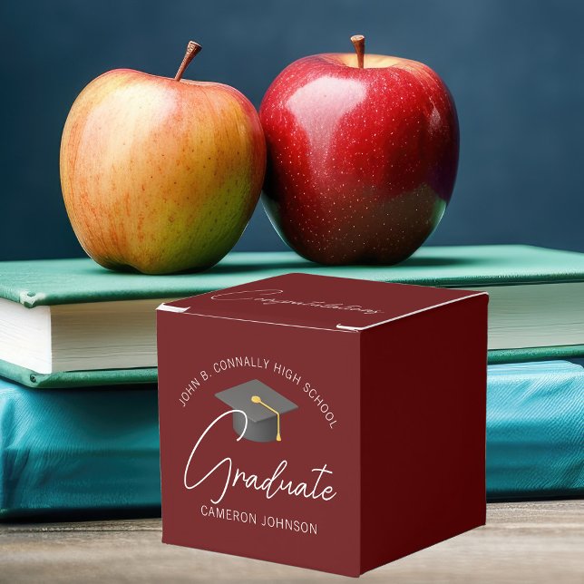 Caja Para Regalos Partido de Graduación Moderna de Borgoña personali (Subido por el creador)