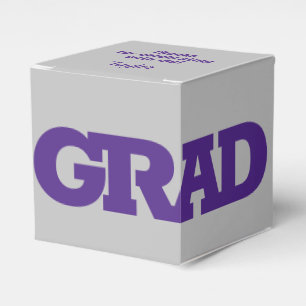 Caja Para Regalos Partido de Graduación Negrita GRAD Púrpura y Gris