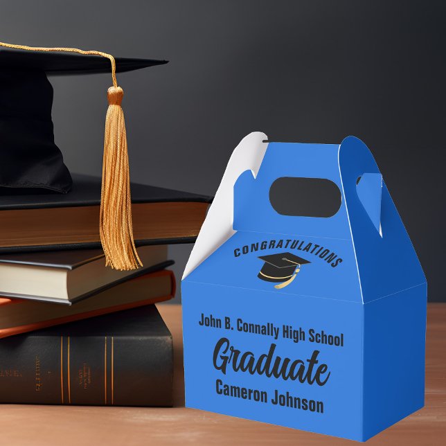 Caja Para Regalos Partido de Graduación Personalizada Blue Black Gra (Subido por el creador)