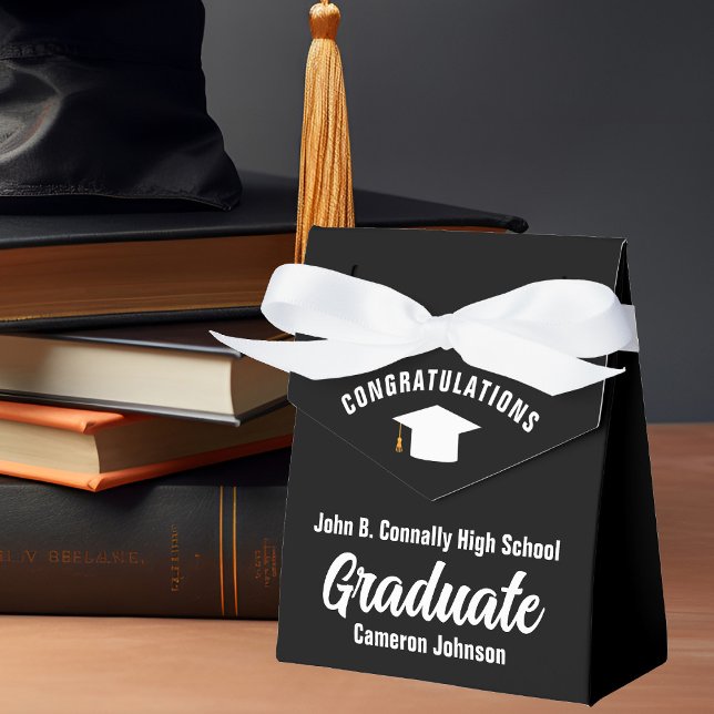Caja Para Regalos Partido de Graduación Personalizada de Blanco Negr (Subido por el creador)
