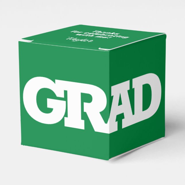 Caja Para Regalos Partido de Graduación Verde y Blanco GRAD (Costado Anverso)