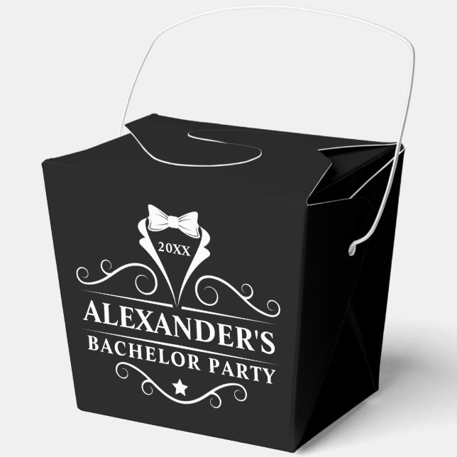 Caja Para Regalos Partido del bachiller Tiro de Tuxedo Sacado de neg (Anverso)