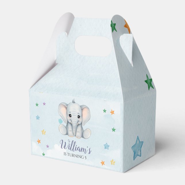 Caja Para Regalos Partido del Cumpleaños del Elefante (Front Side)