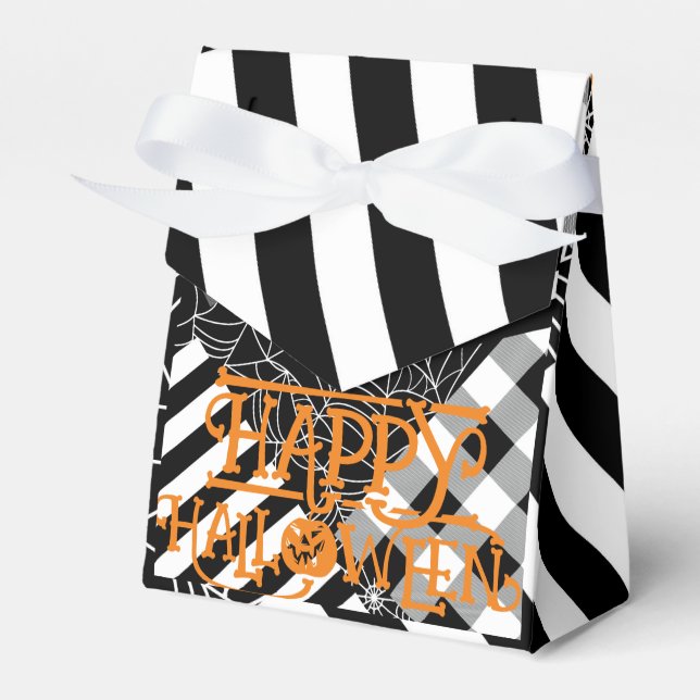 Caja Para Regalos Partido Halloween de Patchwork Black & White Spide (Front Side)
