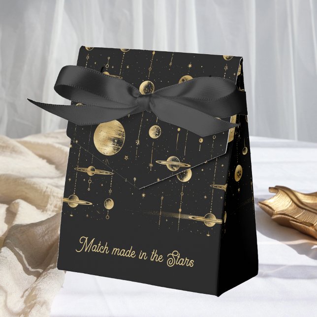 Caja Para Regalos Partido hecho en el Boda Stars Black Gold (Subido por el creador)