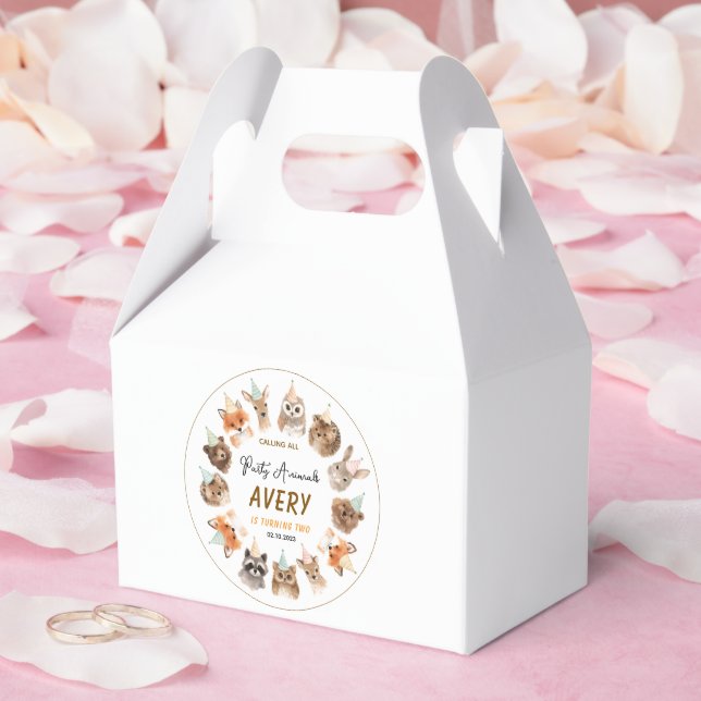 Caja Para Regalos Party Animals 2nd Birthday | Cute Jungle Animal (Boda)