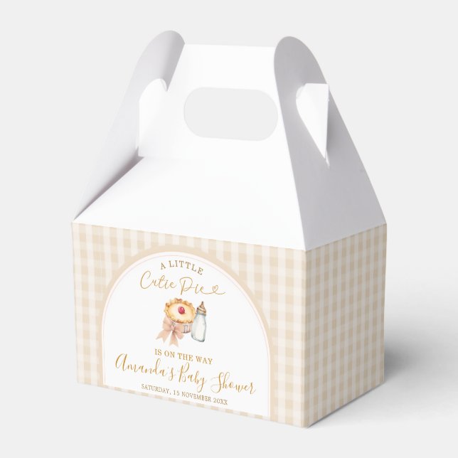 Caja Para Regalos Pastel A Little Cutie Pie Gingham Fall Baby Shower (Front Side)