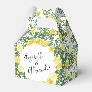 Caja Para Regalos Pastel amarillo claro Peony y Boda floral Rosa