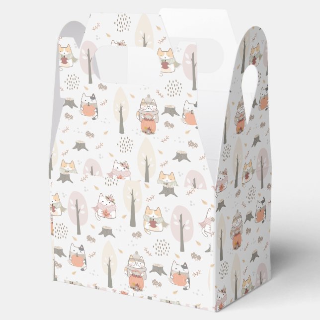Caja Para Regalos Pastel Autumn Cute Cats (Abierto)