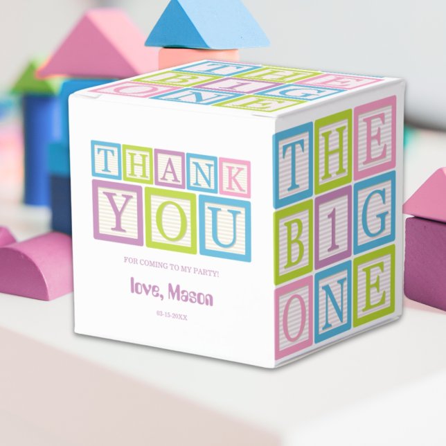 Caja Para Regalos Pastel Blocks The Big One Thank You (Subido por el creador)