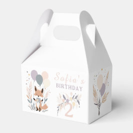 Caja Para Regalos Pastel Boho Fox y Balloons Cumpleaños