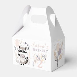 Caja Para Regalos Pastel Boho Raccoon y Globos Cumpleaños