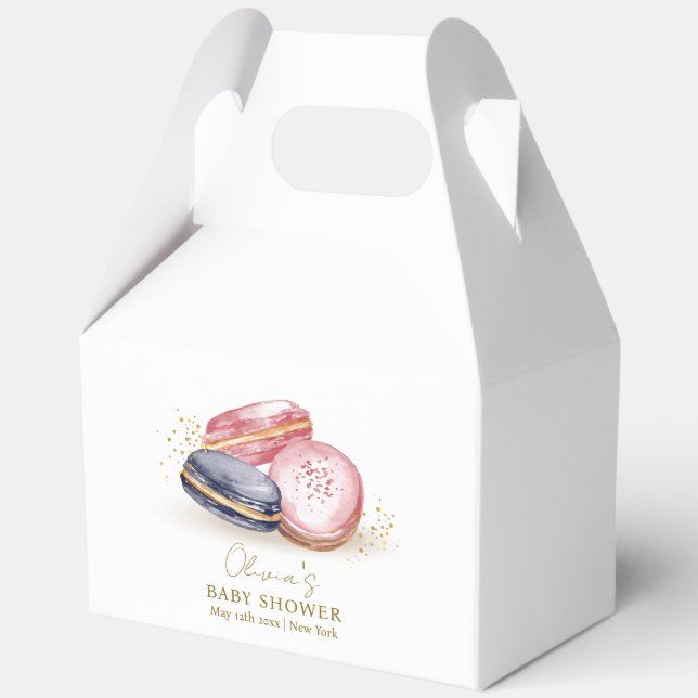 Caja Para Regalos Pastel Bonjour Bébé Macarons francés Baby Shower (Reverso )