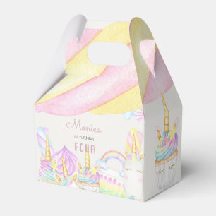 Caja Para Regalos Pastel de arcoiris acuarela unicornio dulce cumple