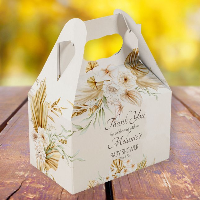 Caja Para Regalos Pastel de flores doradas de boho secas bebé (Subido por el creador)