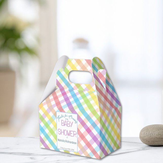 Caja Para Regalos Pastel Gingham Rainbow Baby Shower (Subido por el creador)