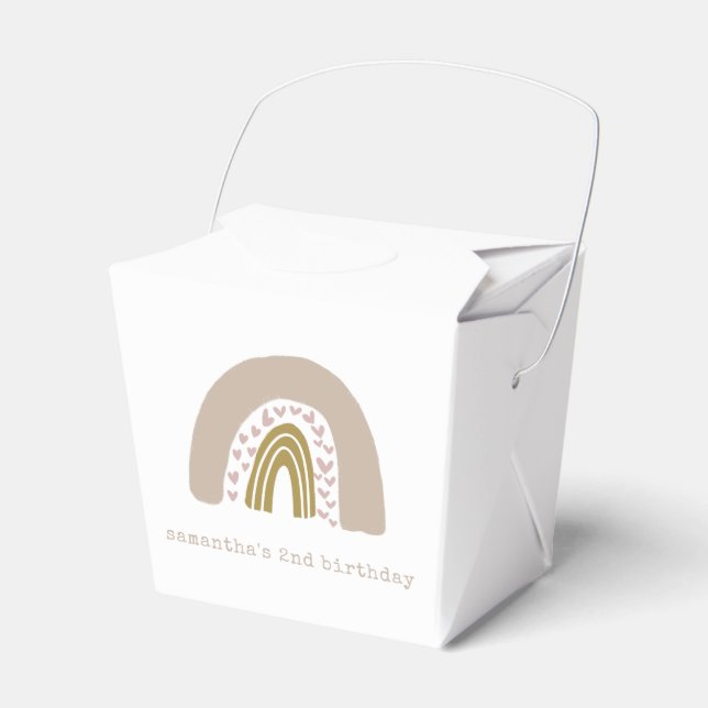 Caja Para Regalos Pastel Purple Gold Watercolor Arcoiris Cumpleaños (Front Side)