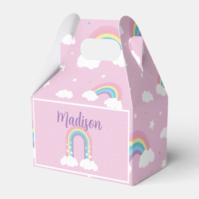 Caja Para Regalos Pastel Rainbow Pink Favor Box (Front Side)