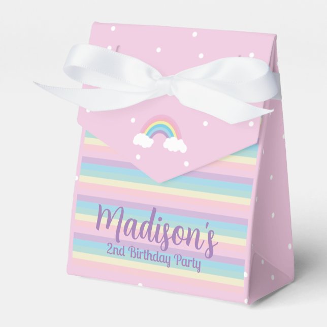 Caja Para Regalos Pastel Rainbow Pink Mini Favor Box (Front Side)
