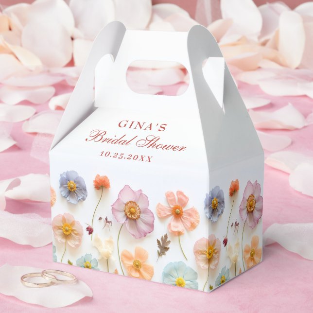 Caja Para Regalos Pastel Rosa Bohemiana Flor Silvestre Ducha Bridal (Boda)