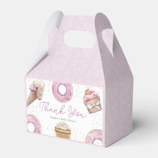 Caja Para Regalos Pastel rosa dulce y Baby Shower de donut para niña (Front Side)