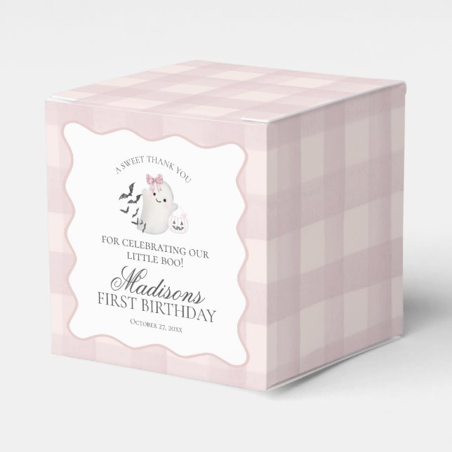 Caja Para Regalos Pastel Rosa Fantasmita Cumpleaños Fiesta Gable (Costado Anverso)