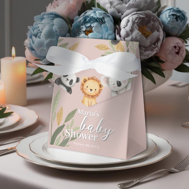 Caja Para Regalos Pastel Tropical Baby Shower Jungle Safari Animales (Subido por el creador)