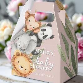 Caja Para Regalos Pastel Tropical Baby Shower Jungle Safari Animales