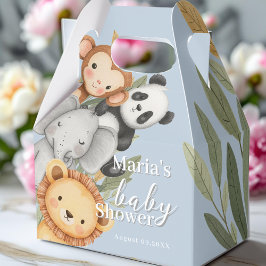 Caja Para Regalos Pastel Tropical Baby Shower Jungle Safari Animales