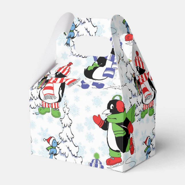 Caja Para Regalos Patinaje sobre hielo de pingüino navidad (Front Side)