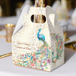 Caja Para Regalos Patrón árabe de pavo real Regalo de la boda india