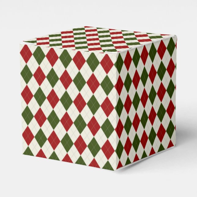 Caja Para Regalos Patrón Argyle de Navidades clásicos (Costado Anverso)